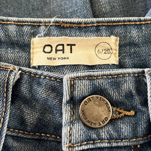 Oat New York Jeans 4 Blue Denim Cotton Stretch High Rise Wide Leg | size 6/28 - Picture 5 of 6